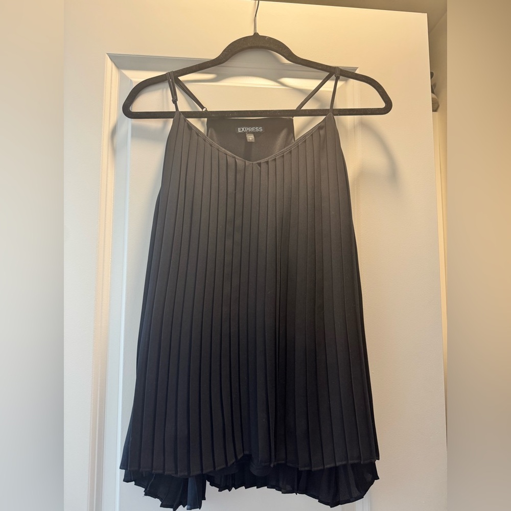 Express Black and Blue Asymmetrical Pleated Camisole